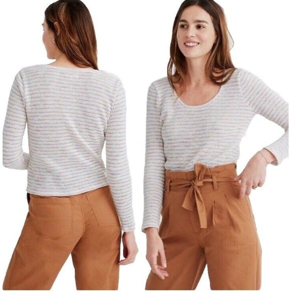 Madewell Women's S Space-Dye Stripe Scoop Neck Pullover Sweater Pastel - Picture 1 of 8